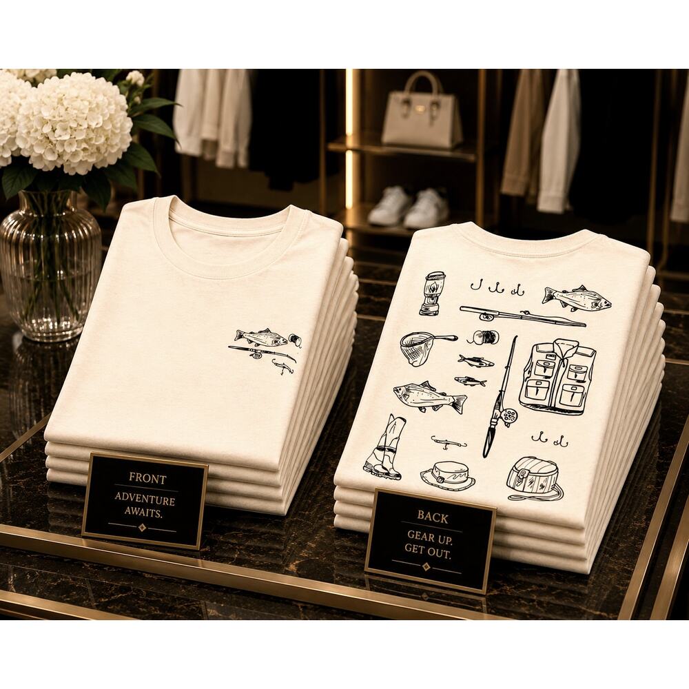 Unisex Fishing Short Sleeve T-Shirt  Ivory size S